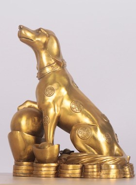 铜狗摆件十二生肖金钱狗元宝w狗补西北缺角家居饰品店铺工艺品装