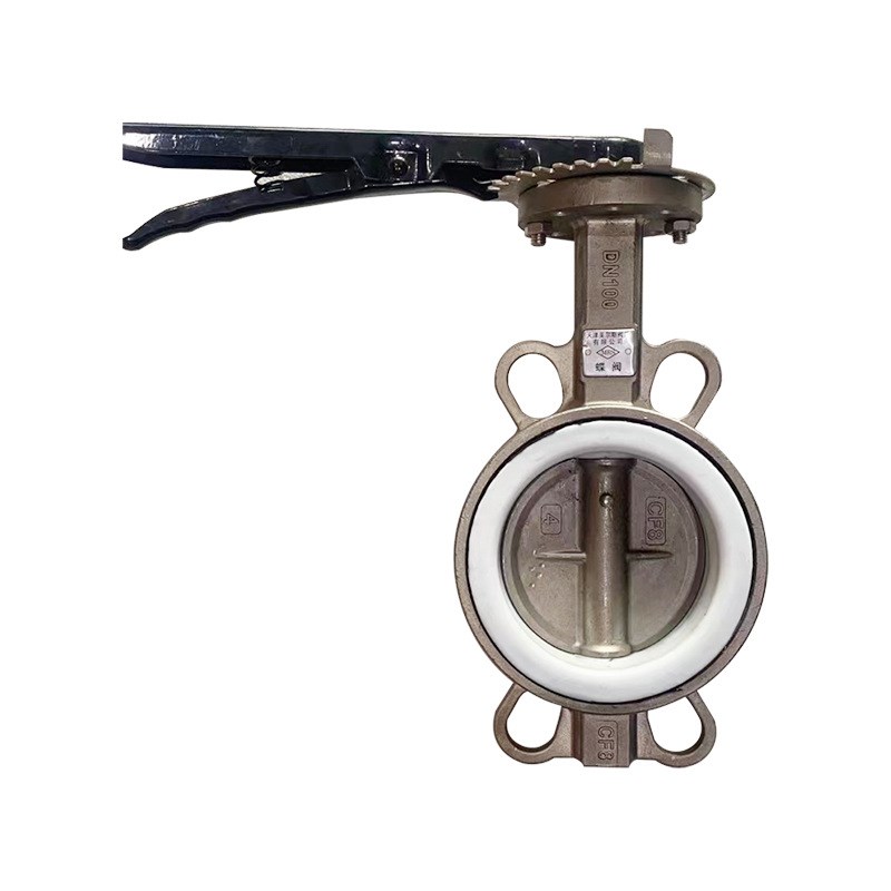 不锈钢四氟蝶阀法兰蝶阀中线涡B轮对夹式蝶阀手柄球墨铸铁软密封 - 图3