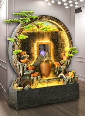 玄关水幕墙流水墙屏风p葫芦循环流水喷泉瀑布乔迁开业送礼招财摆