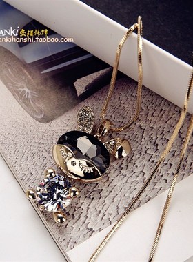 毛衣链女长款韩版时尚百搭水晶睫毛兔吊坠挂链项链夏季装饰品挂饰