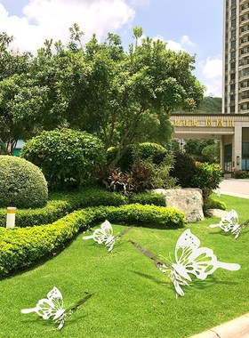 户外园林景d观不锈钢蝴蝶雕塑摆件创意金属动物花园公园庭院装饰