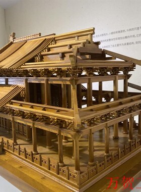 木雕摆件古建筑模型沙盘软装设计清代大殿半结P构教具教学模型斗