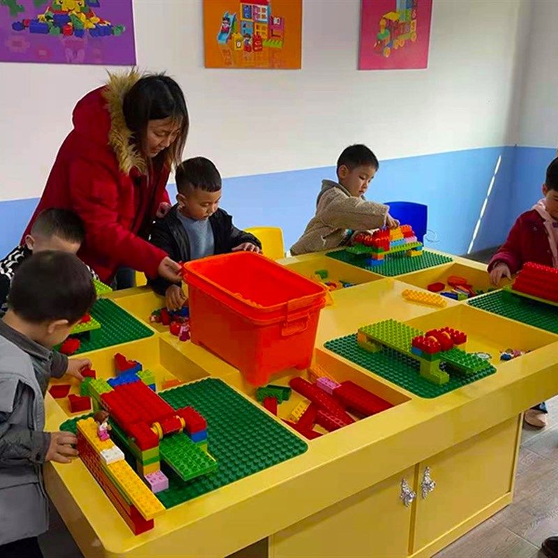商场烤漆沙盘积木桌大尺寸幼儿园多功能大号木制玩具桌套装商用,淘宝优惠券,粉丝福利购,淘宝优惠卷