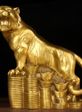 铜老虎摆件 铜老虎 摆件纯铜 铜上山虎  铜呼啸山河 铜金钱虎