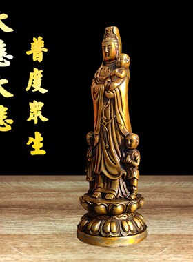纯铜送铜像观音菩萨佛像,供客厅书房祠堂商店柜台桌