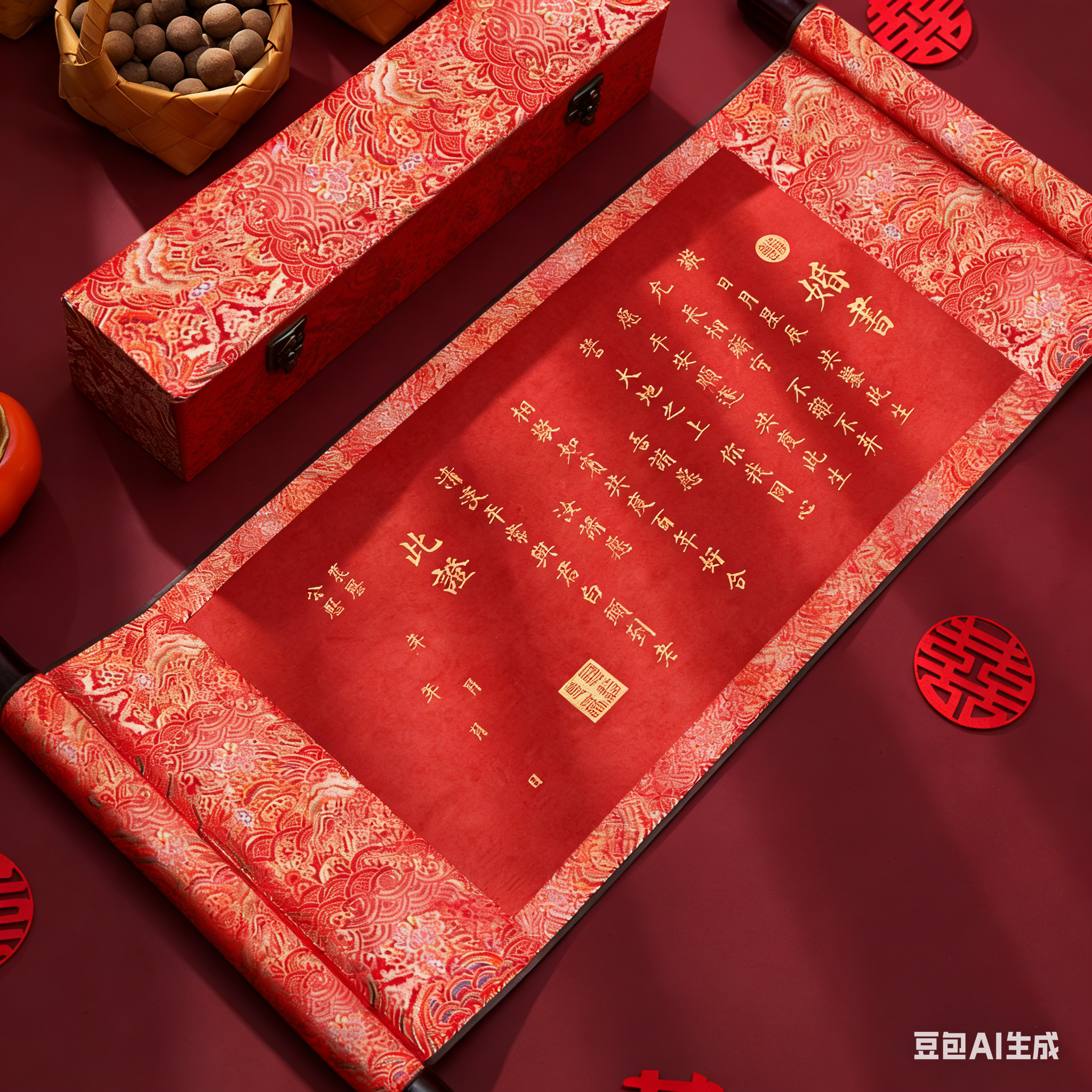 婚书卷轴订婚书大气高级感空白手写结婚送日子书中国风下聘书中式,淘宝优惠券,粉丝福利购,淘宝优惠卷