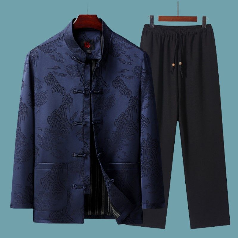 春秋季唐装男中老年人生日婚宴喜服爷爷外套爸爸装中国风套装棉衣,淘宝优惠券,粉丝福利购,淘宝优惠卷