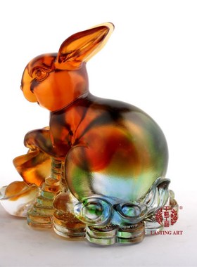 六合春 琉璃十二生肖兔子创意家居工艺礼品摆件生日贺寿结婚礼物