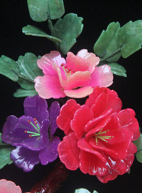 花卉艺术玉石花牡丹摆件手工玉雕牡丹盆栽商务乔迁工艺礼品装饰