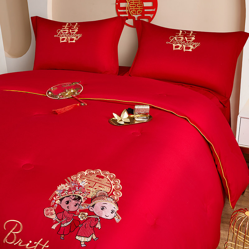 结婚大红色被子陪嫁夏凉被婚庆喜被双人春秋被芯四季通用冬被加厚,淘宝优惠券,粉丝福利购,淘宝优惠卷