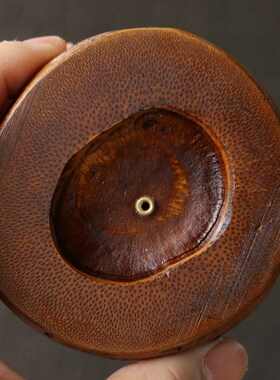 精选高密度竹根满钉老料大漆工艺香道香插香器竹器工艺品
