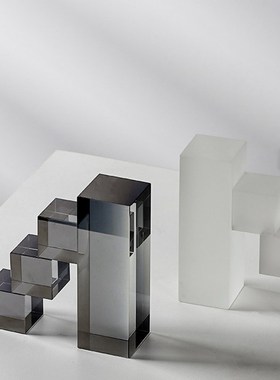 轻奢风几何水晶书档摆件样板房客厅酒柜软装摆设书房书柜桌面装饰