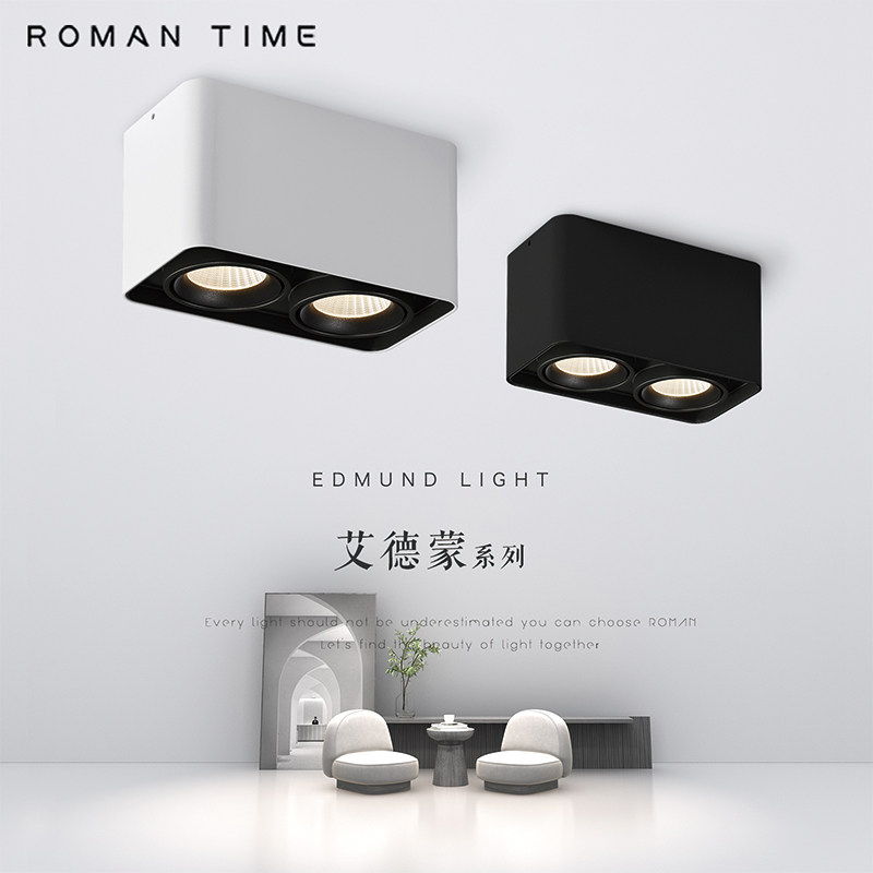 罗曼时光 方形LED双头明装筒灯射灯无主灯照明吸顶灯斗胆灯天花灯,淘宝优惠券,粉丝福利购,淘宝优惠卷