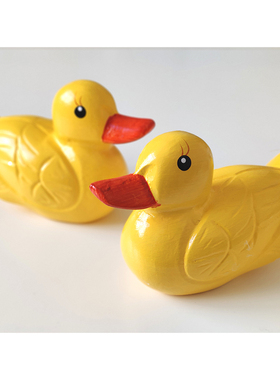 实木手工木雕鸭子卧室床头装饰桌面创意摆件鸳鸯桃花阵拍照道具