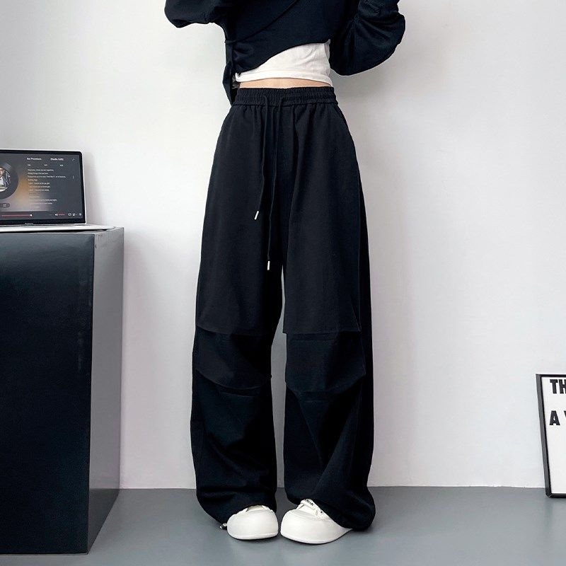 阔腿裤女早秋新款大码胖mm宽松显瘦休闲裤高腰抽绳垂感拖地工装裤,淘宝优惠券,粉丝福利购,淘宝优惠卷