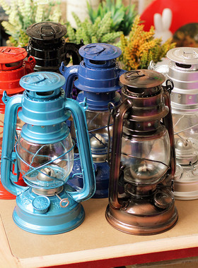 创意摆件装饰复古老式怀旧铁艺手提帐篷露营煤油灯咖啡厅酒吧道具