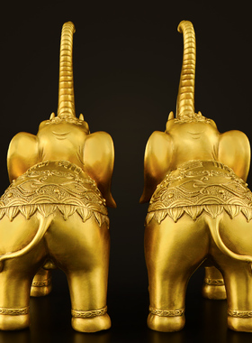 纯铜大象摆件一对铜象招客厅玄关财位吸水象特大号铜大象工艺品