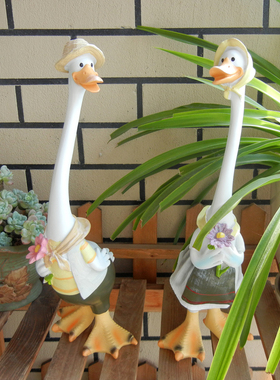 美式乡村一家鸭子桌面摆件客厅户外家居饰品阳台庭院花园造景装饰
