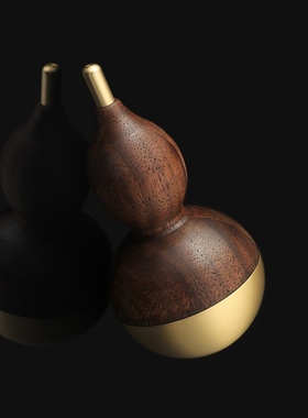 铜木葫芦 不倒翁葫芦镇纸黄铜胡桃木葫芦禅意摆件家居装饰工艺品