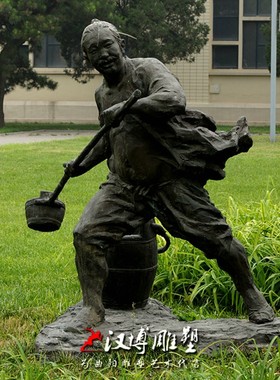 玻璃钢仿铜人物雕塑农耕打糍粑铜雕传统民俗小吃雕像古街农村景观