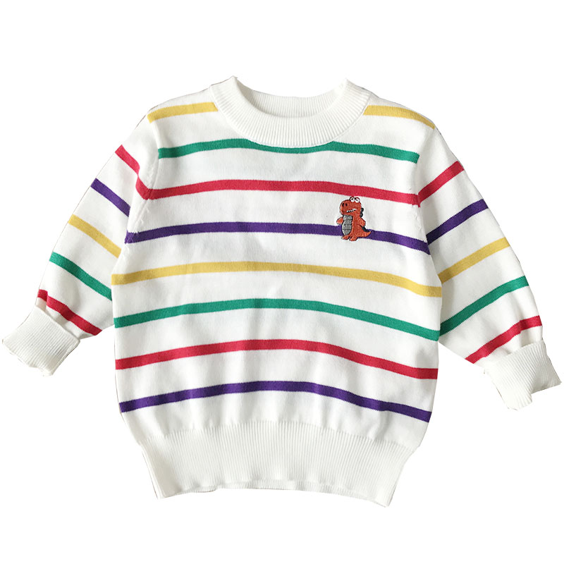 柔软80-150男童纯棉线毛衣婴儿薄棉线衫彩条宝宝针织衫小童春装 - 图3