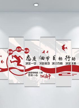 企业文化背景墙激励志标语布置办公室墙面装饰公司文化墙创意团队