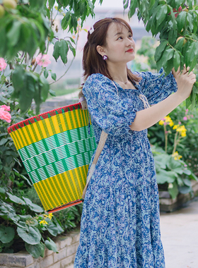 背篓塑料家用买菜农用道具背筐背篼云南赶集背夹儿背篮子藤编织