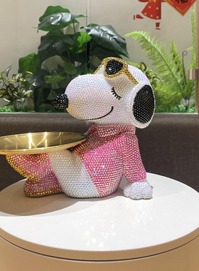 镶钻眼镜狗玄关钥匙收纳摆件客厅酒柜电视柜家居装饰品乔迁礼物