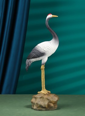 黄铜摆件《鹤寿延年》仙鹤铜工艺品 家居饰品 客厅书房装饰礼品