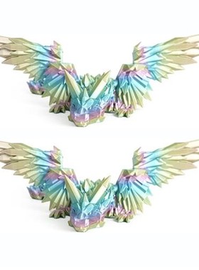 3D打印玩具水晶龙翅膀飞龙关节龙创意结晶神龙摆件手办礼物模型