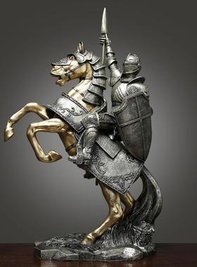 北欧创意骑士铠甲摆件客厅酒柜办公室装饰马摆设开业礼物商务高档