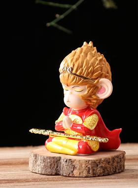 创意齐天大圣手工艺品陶瓷悟空茶宠车载装饰鱼缸造景禅意家居摆件