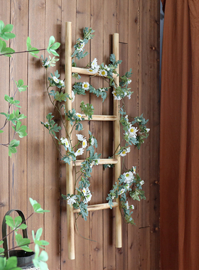 装饰梯子实木纯手工幼儿园室内墙面花园造景道具遮挡藤蔓假花雏菊