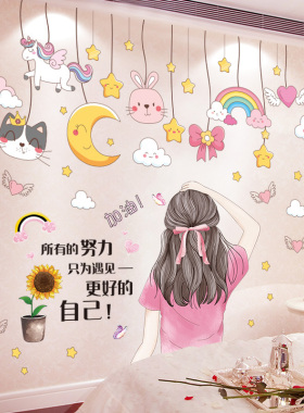 公主儿童房间布置女孩墙纸自粘卧室温馨墙上墙面装饰品贴纸墙贴画