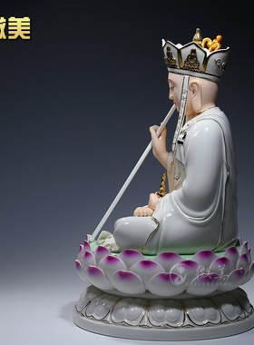 德化陶瓷10至19吋地藏王佛像摆件家用供奉地藏菩萨像有娑婆三圣