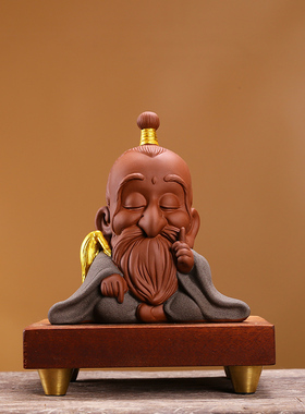 创意紫砂老子茶宠摆件人物禅意茶道茶室茶空间桌面茶台茶桌装饰品