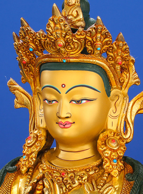 四臂观音佛像摆件尼泊尔手工纯铜全鎏金10寸藏密宗观世音菩萨佛像