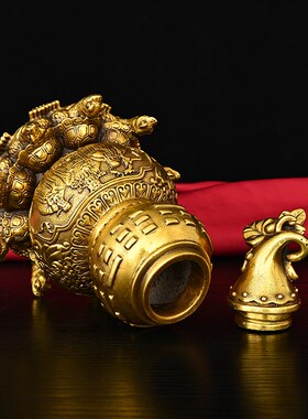 纯黄铜九龟葫芦摆件开口八卦天医葫芦家用桌面装饰品八宝福禄龟葫