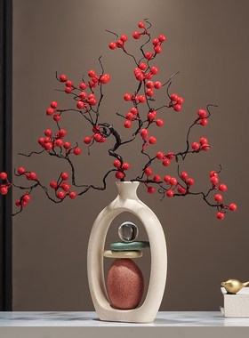 新中式入门玄关石来运转发财果花瓶摆件装饰电视柜乔迁新居礼品