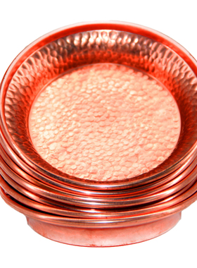 西行人  供盘法会供朵玛红铜紫铜手工打磨一套七个烟供盘香薰盘