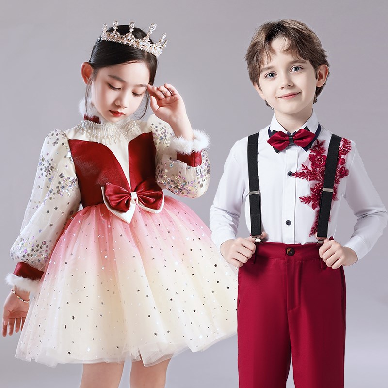 儿童大合唱演出服小学生诗歌朗诵比赛校庆女童礼服表演服装蓬蓬裙 - 图2