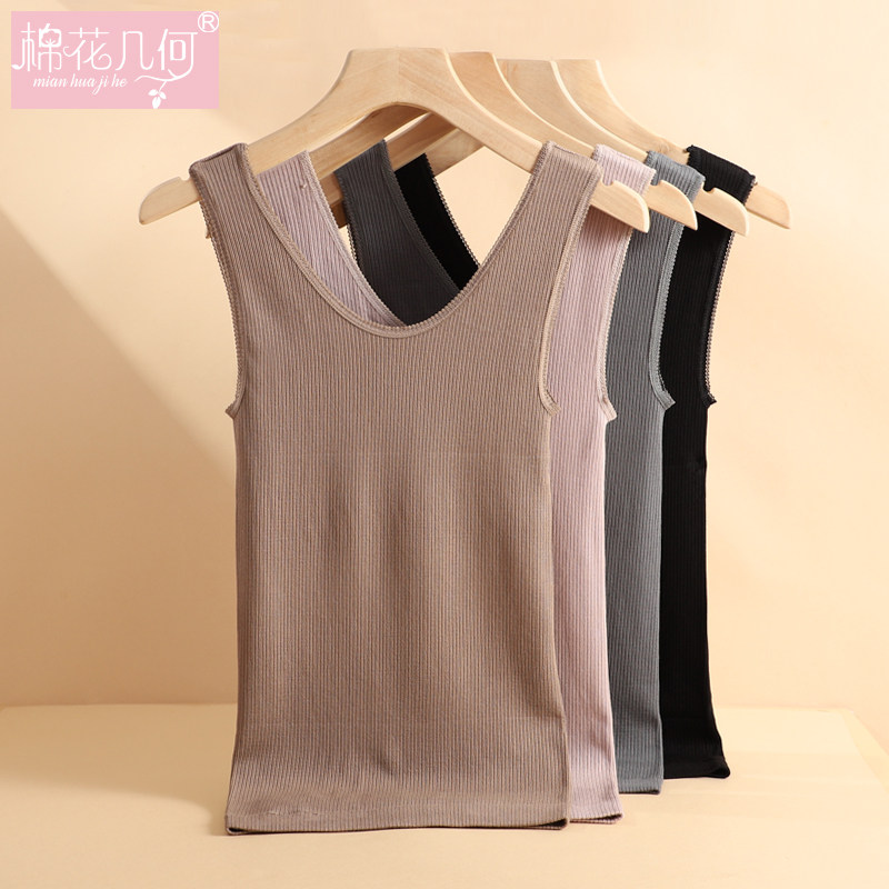 保暖背心女中厚毛圈薄绒前后低领美体修身打底衫内搭单件上衣马甲,淘宝优惠券,粉丝福利购,淘宝优惠卷