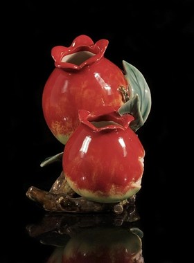 石湾公仔陶瓷石榴摆件家居装饰客厅玄关中式摆设乔迁新居生日礼物