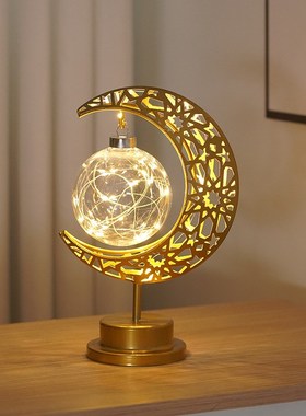 创意月亮星星夜间床头小夜灯装饰品摆件儿童卧室高级氛围感睡眠灯