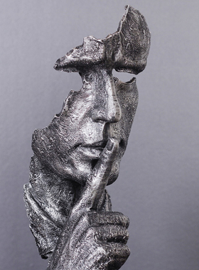 创意沉默是金抽象雕塑工艺品摆件复古办公室客厅艺术品装饰品摆设