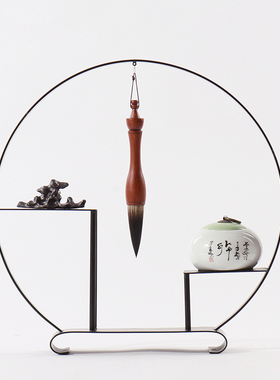 新中式创意毛笔架摆件样板房办公桌面家居书房软装饰客厅玄关摆设