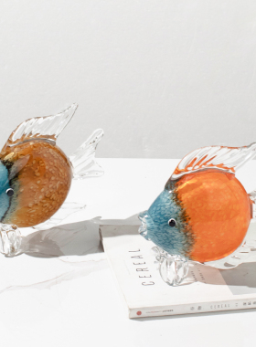 柏梵轻奢琉璃鱼摆件客厅桌面电视柜酒柜玄关家居饰品高级感摆设