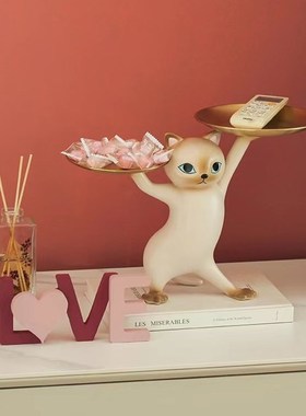 创意妖娆猫玄关入户钥匙收纳摆件搬家礼物乔迁新居轻奢客厅装饰品