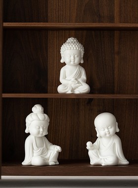 久造 禅意大日如来佛系小摆件 家居陶瓷佛像保平安车载茶宠装饰品