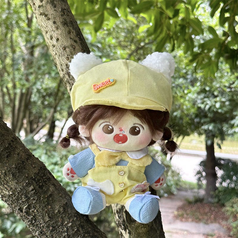 现货娃衣2d0cm厘米棉花娃娃公仔玩偶可爱黄色背带裤遮阳帽替换套 - 图2